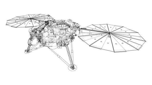 Mars lander wireframe illustration. Vector