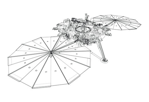 Mars lander wireframe illustration. Vector