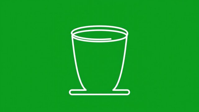 Animated coffee cup line appearing on green screen background, for easy chroma, key compositing desi