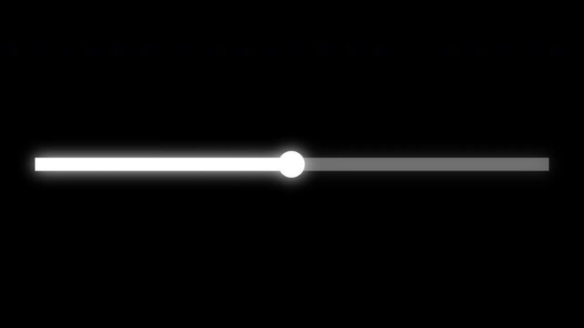 4k Loading bar - slider dot animation. Glowing line progress indicator element. Modern digital timeline status bar. Minimalist user interface buffering graphic.