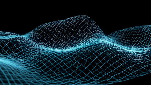 Abstract blue glowing digital wave pattern with copy space for technology concept