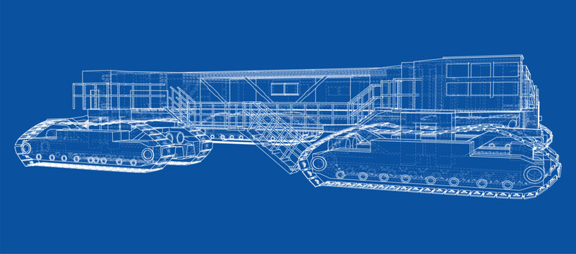 military vehicle blueprint illustration. Vector