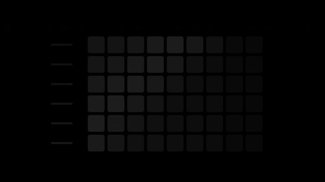 Black cohort analysis matrix filling diagonally on transparent background
