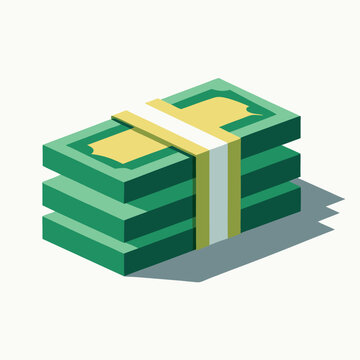 A neatly stacked pile of us dollar bills arranged. 