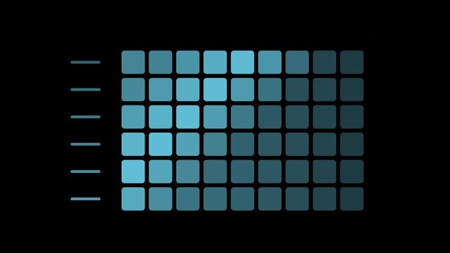 Blue cohort analysis matrix filling diagonally on transparent background