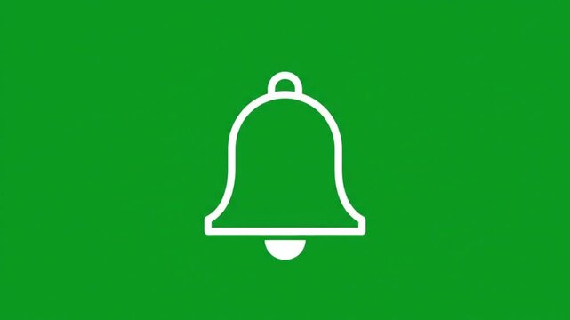 Animated notification bell ringing on green screen for social media alerts and ui d