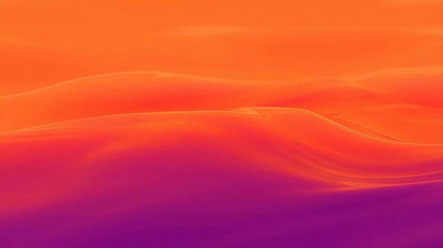 Abstract animation of smooth flowing gradient waves shifting in warm orange and purple tones. Animated backdrop combines smooth blending with visible depth.