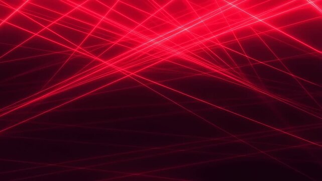 Red glowing laser beams cross and flicker over a dark background with pulsing light effects. Layered composition brings together red laser beams and pulsing motion.