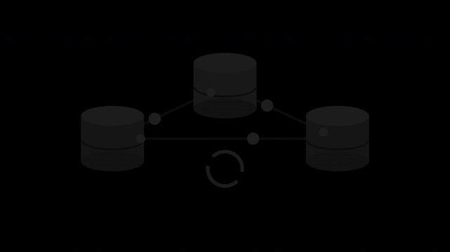Black database servers replicating synchronized data on transparent background