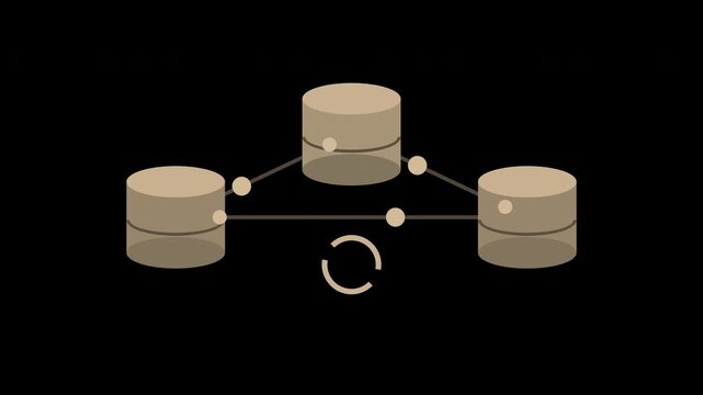 Beige database servers replicating synchronized data on transparent background