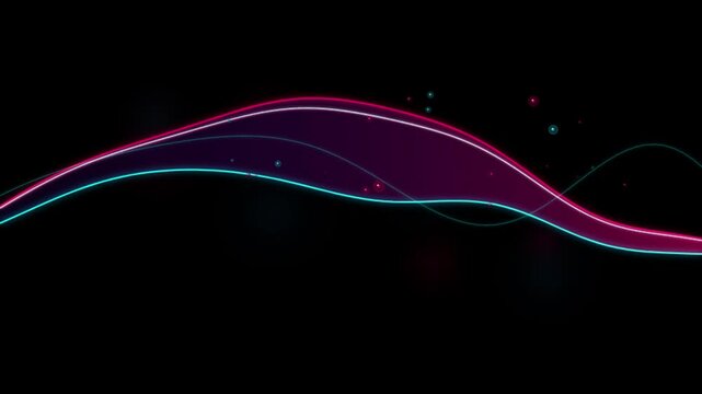 A neon magenta liquid splash loops seamlessly with floating glossy droplets over a dark background. Features vibrant specular highlights, fluid physics, and chromatic aberration. Ideal for futuristic 