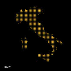 Italy map silhouette in golden halftone dots, European country outline, geography vector graphic © New Asia
