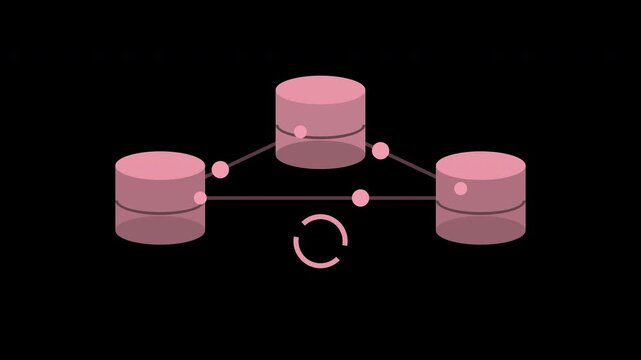 Pink database servers replicating synchronized data on transparent background