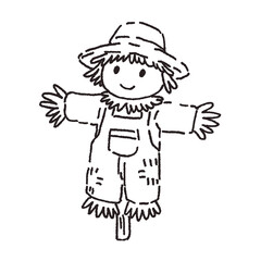 Fototapeta premium autumn scarecrow line art illustration