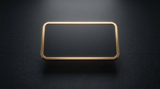 Elegant blank card with rounded corners and gold border on black background