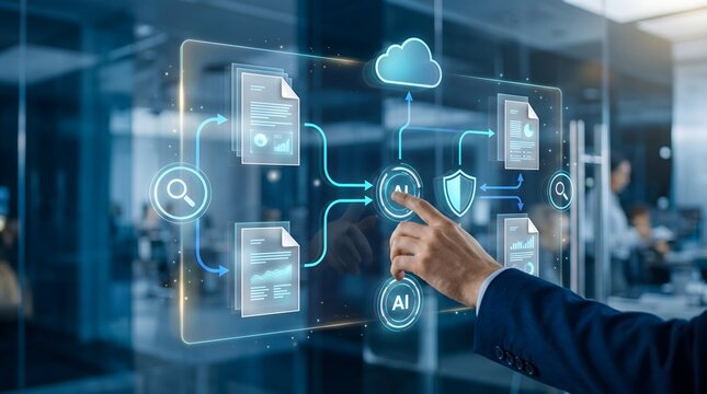 Automated document workflow processing with artificial intelligence data routing and secure enterprise cloud storage integration