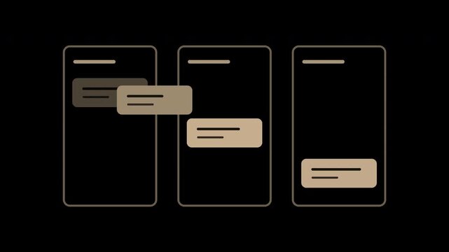 Beige kanban task cards moving between workflow columns on transparent background