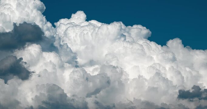 Cumulus clouds in fascinating motion in the blue sky, time lapse footage of a common weather phenomenon