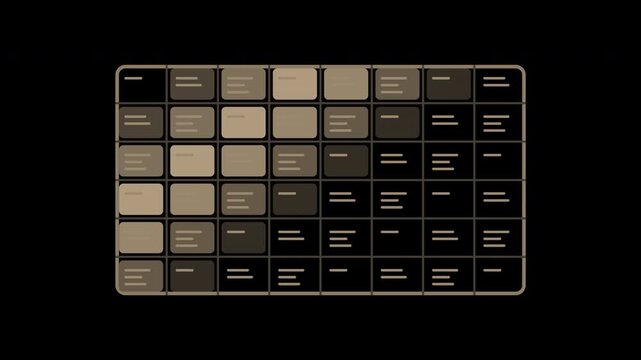 Beige spreadsheet cells populating with selection highlight on transparent background