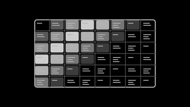 White spreadsheet cells populating with selection highlight on transparent background