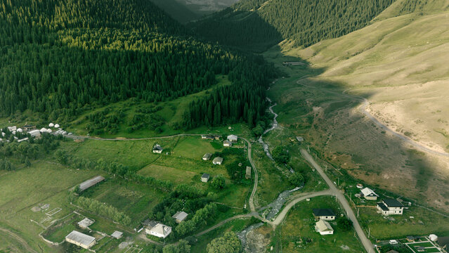 aerial view of village
