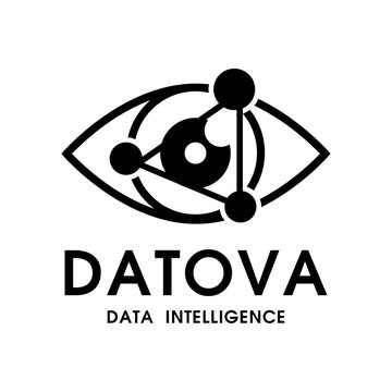Datova Data Eye Network Nodes Monogram Logo Design for Data Intelligence and Cyber Brand