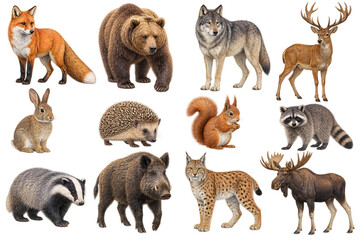 Obraz premium Woodland Forest Animals Collection