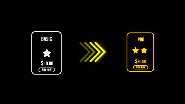 Gold membership premium subscription plan pricing table animation. 4k
