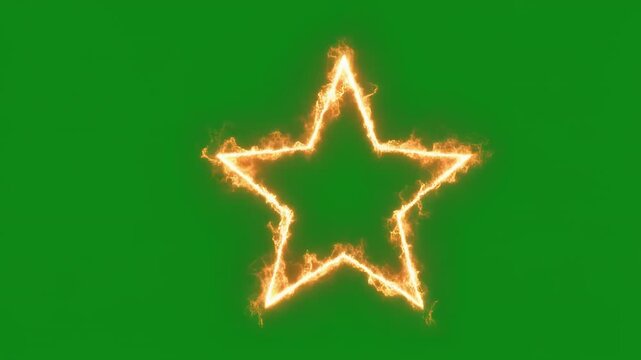 Fiery Star Shapes Pulsating with Intense Orange Glow Against Black and Green Background Seamless Loop