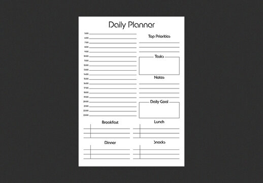 Daily Planner Printable Template with Hourly Schedule Top Priorities Tasks Notes Daily Goal and Meal Planner Sections