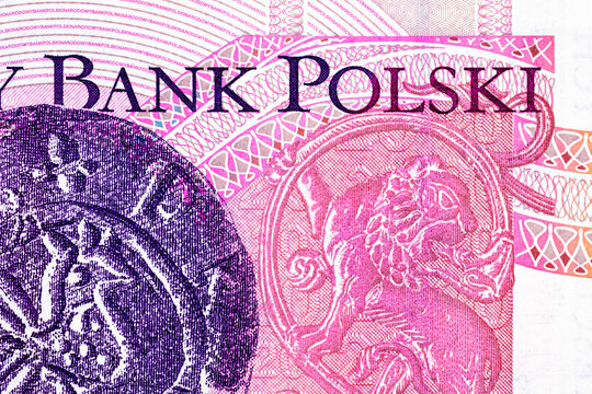 20 Polish zloty banknote featuring a silver denarius coin. Currency of Poland.