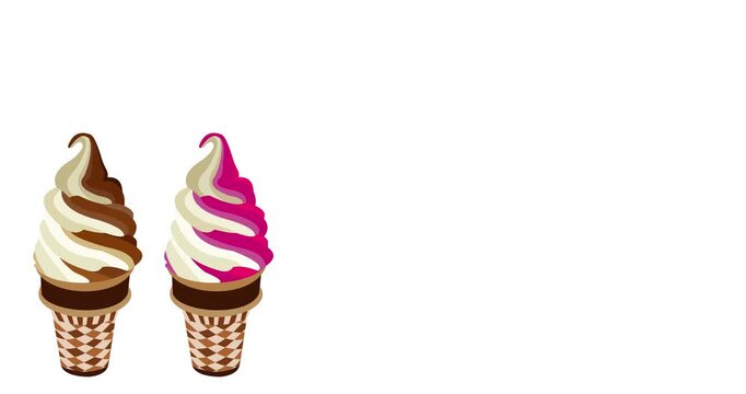 Corn ice cream animation on a white background with copy space.