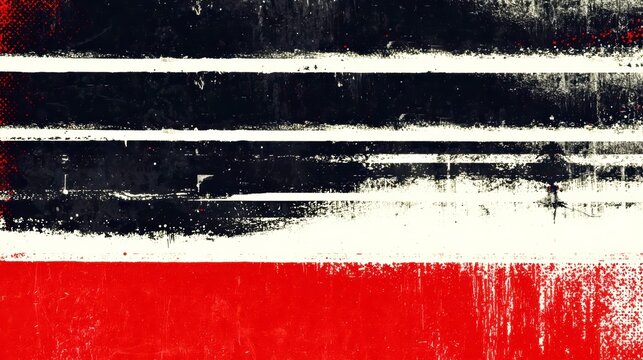 Bold red, black, and white stripes with gritty texture