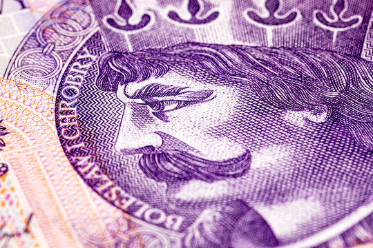20 Polish zloty banknote featuring King Boleslaw I the Brave. National currency Poland. World money.