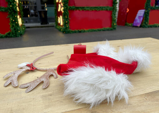 a santa hat on a table