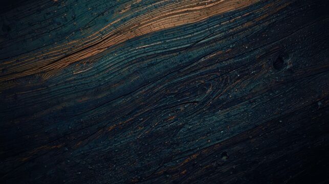Dark wood grain glows with deep blues and golds