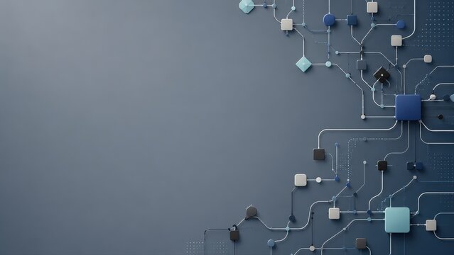 Circuit Board Digital Network Background with Nodes and Copy Space