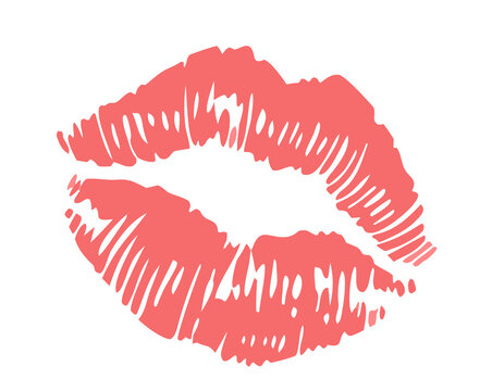 Red lipstick kiss mark vector illustration