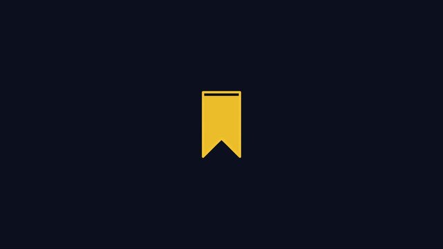 Minimalist yellow bookmark animation on dark 4k background, for ui and, digital interface