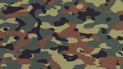 Fototapeta premium Classic woodland camouflage pattern seamless background vector military camo texture for modern graphic design