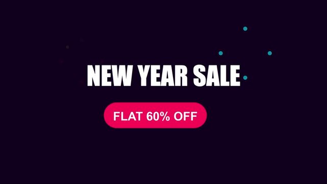 New year sale flat 60% off promotional motion for retail and e-commerce marketing animation 4k discount