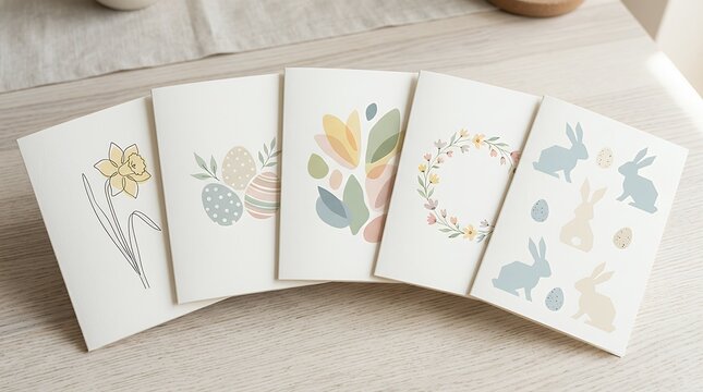 Minimalist Happy Easter Greeting Card Collection with Spring Flowers Eggs and Abstract Patterns happy easter easter card card collection spring flowers easter eggs abstract pattern minimalist poster