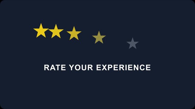 Rate your experience five star rating animation for customer feedback and satisfaction survey interface 4k