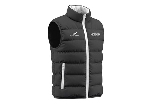 Black Puffer Vest Jacket Mockup