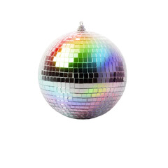 Fototapeta premium disco ball with rainbow reflection isolated on a transparent background