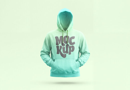 Floating Pullover Hoodie Mockup Front View