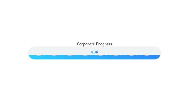Corporate progress wave progress bar illustration with 33 percent completion design vector