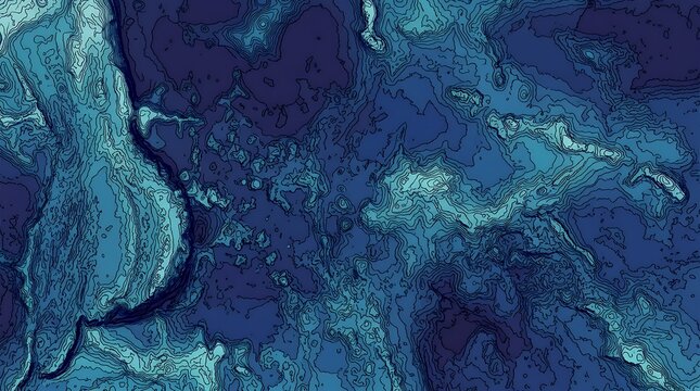Nautical Topographic Depth Map Isolines Contour Pattern Illustrating Ocean Floor Relief ocean topographic line map curvy wave isolines sea depth topographic landscape nautical radar cartography