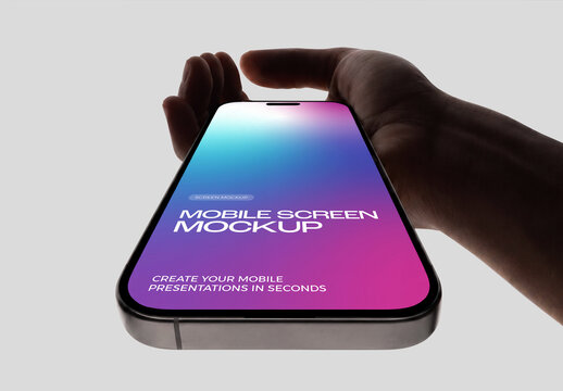 Close Up Hand Holding Smartphone Mobile Screen Mockup
