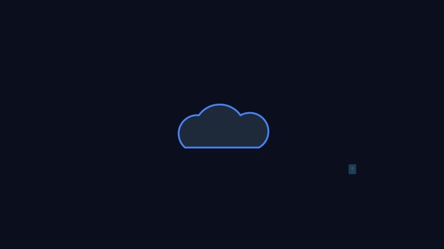 Cloud upload animation with glowing blue line for digital data transfer and network storage concepts 4k